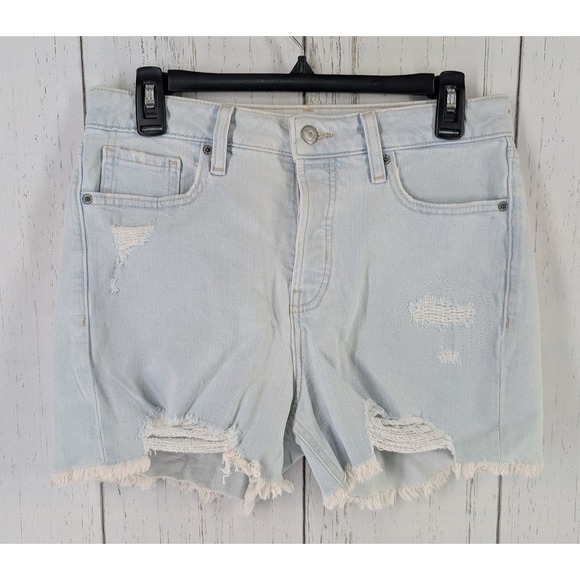 Old Navy Size‎ 6 Womens Light Wash Distressed High Rise OG Straight Jean Shorts - Picture 1 of 8